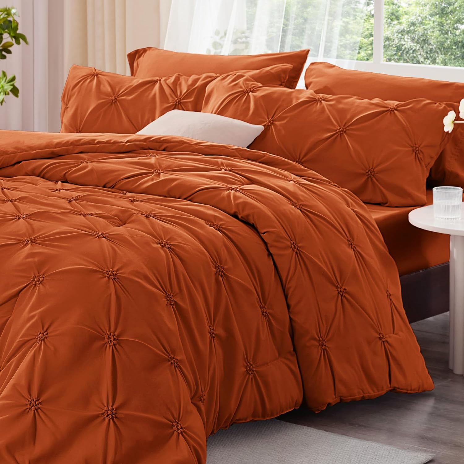 Boho Pintuck Floral Comforter Set | BEDELITE OEKO-TEX Certified