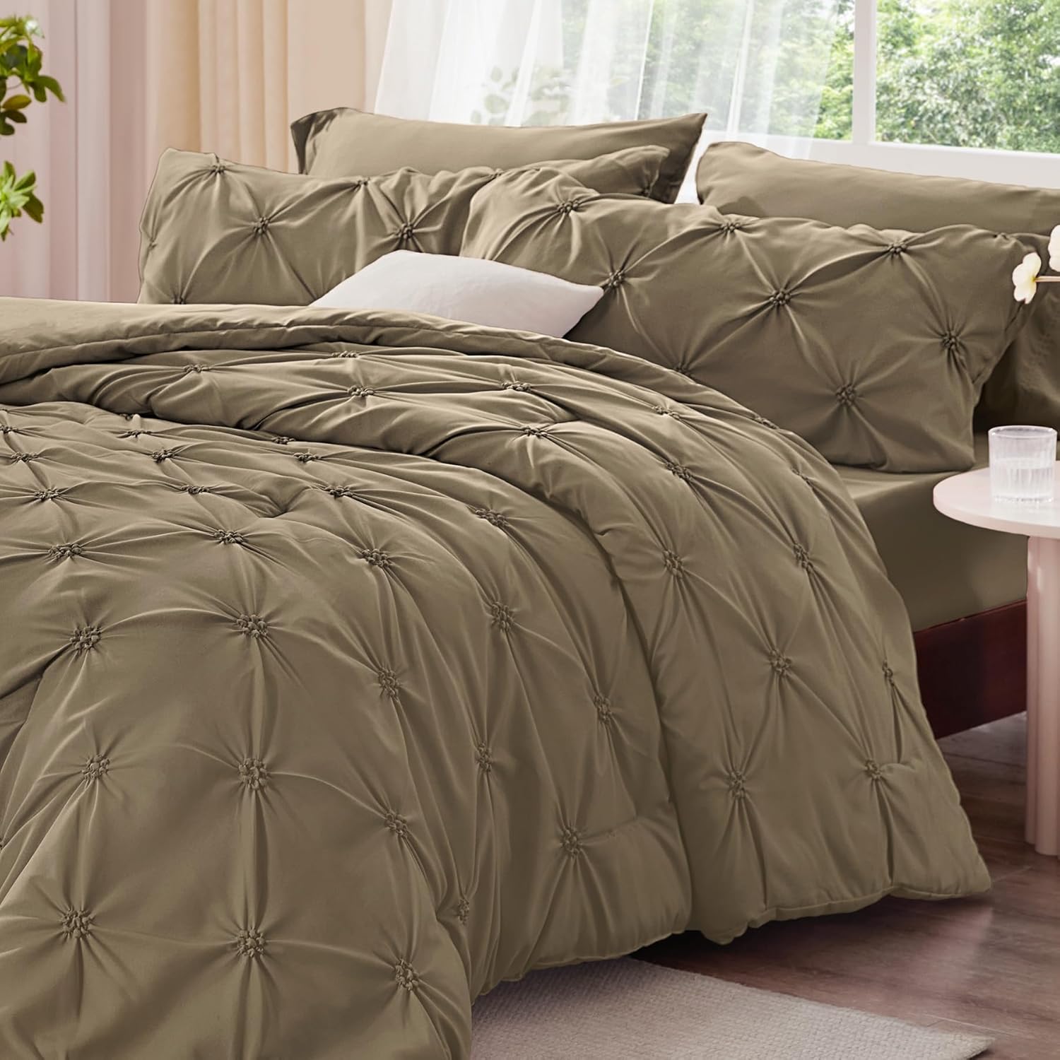 Boho Pintuck Floral Comforter Set | BEDELITE OEKO-TEX Certified