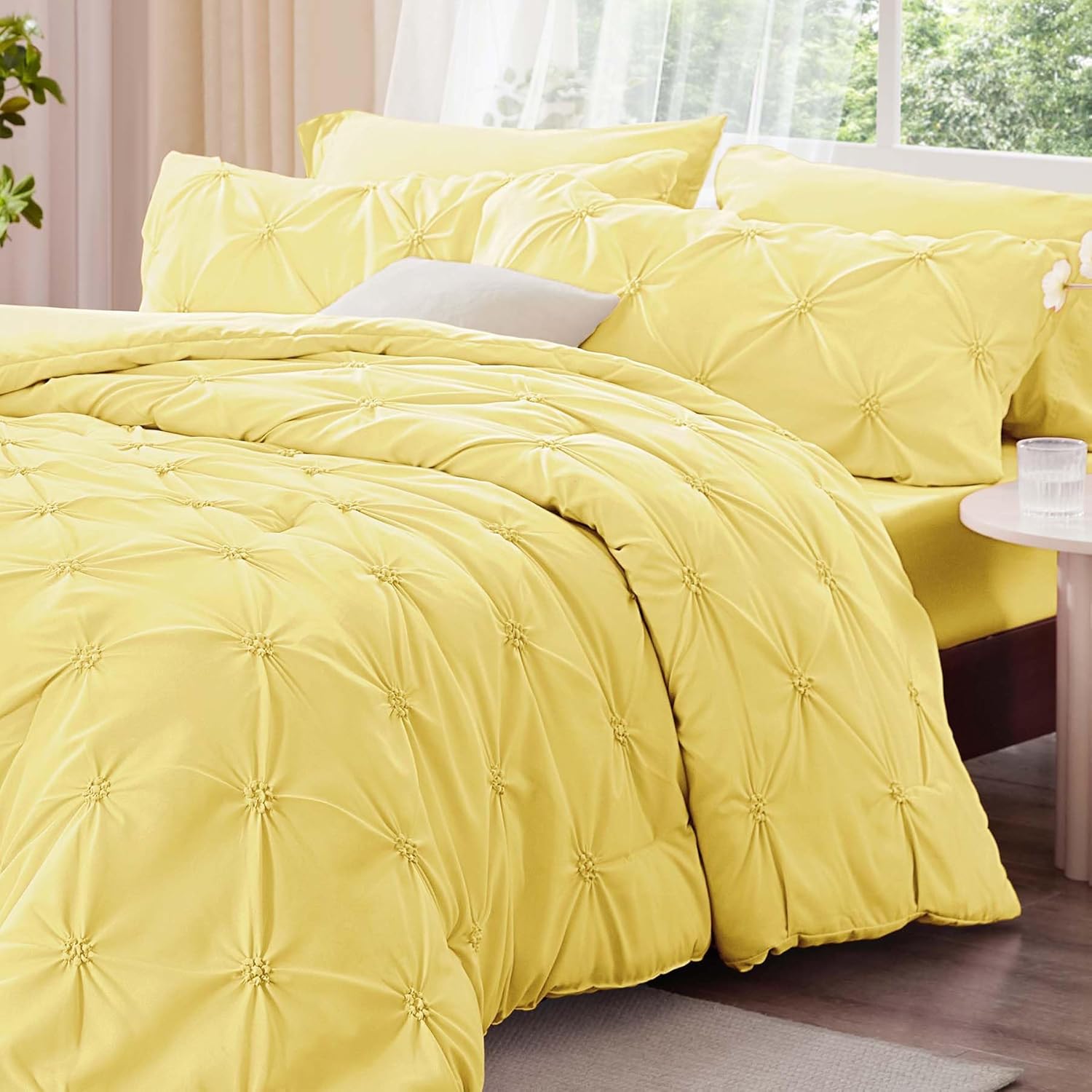 Boho Pintuck Floral Comforter Set | BEDELITE OEKO-TEX Certified