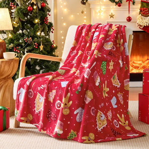 BEDELITE Red Gingerbread Christmas Throw Blanket