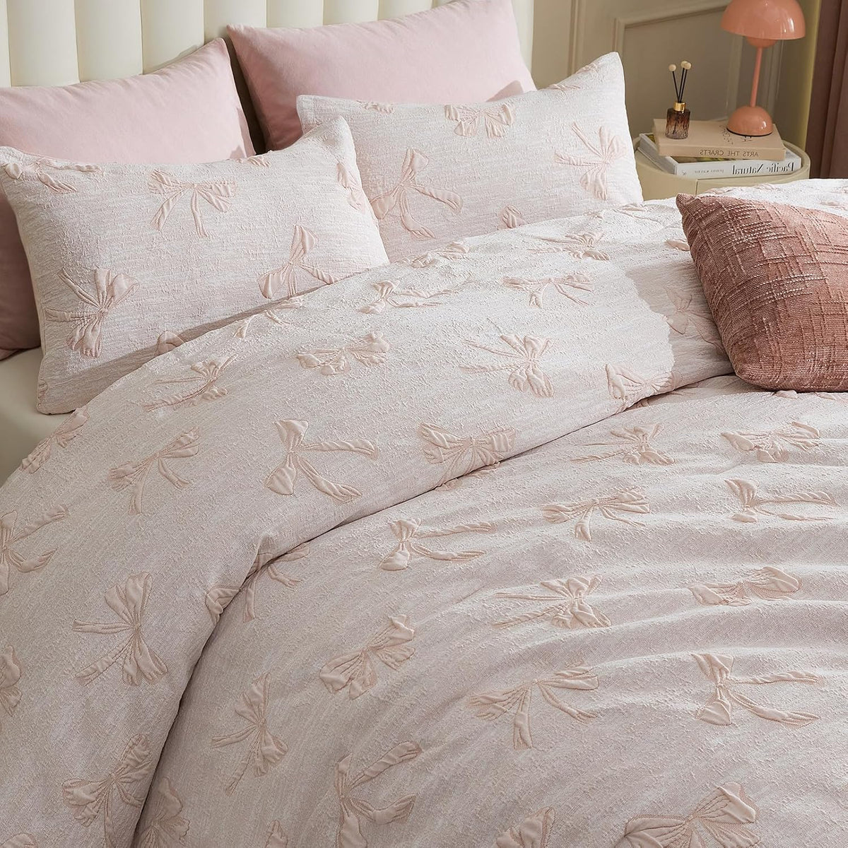 Bow comforter set soft fluffy bedding