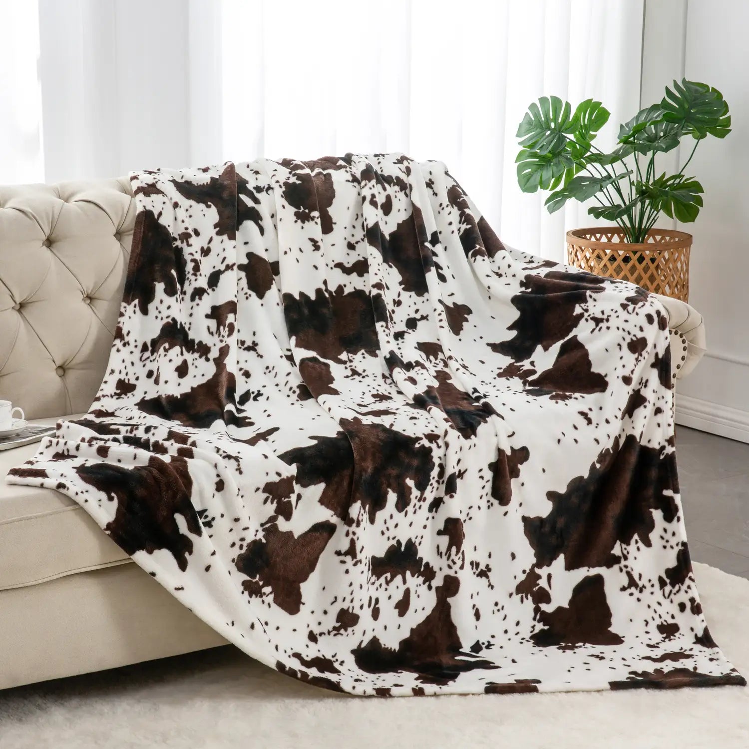 Cow Print Brown Throw Blanket