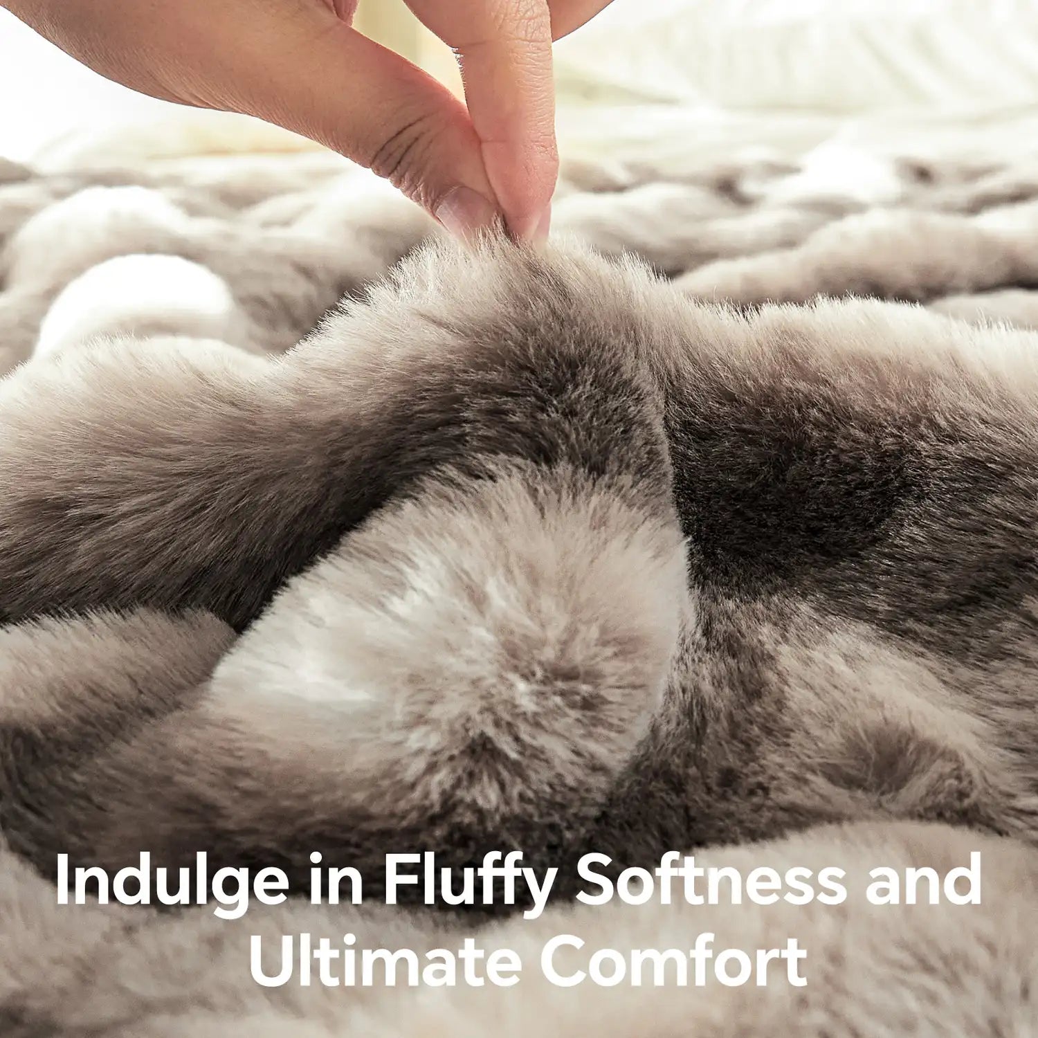 Decorative Tie-Dye Khaki Plush Bubble Blanket