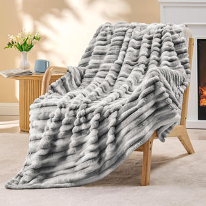 Decorative Tie-dye Grey Striped Blanket