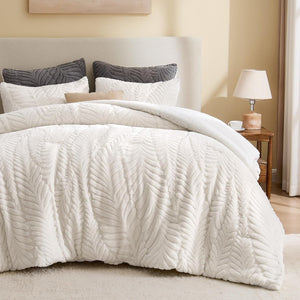 Fluffy Sherpa Twin Comforter Set Cream