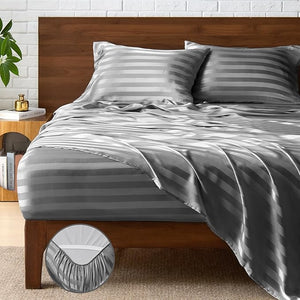 Jacquard Striped Satin Sheets