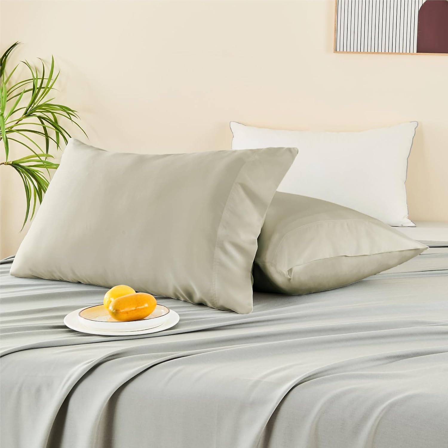 BEDELITE Breathable and Silky Soft Envelope Pillowcases Set of 2 - Rayon Derived from Bamboo, Cooling Pillow Cases for Hot Sleepers & Night Sweats