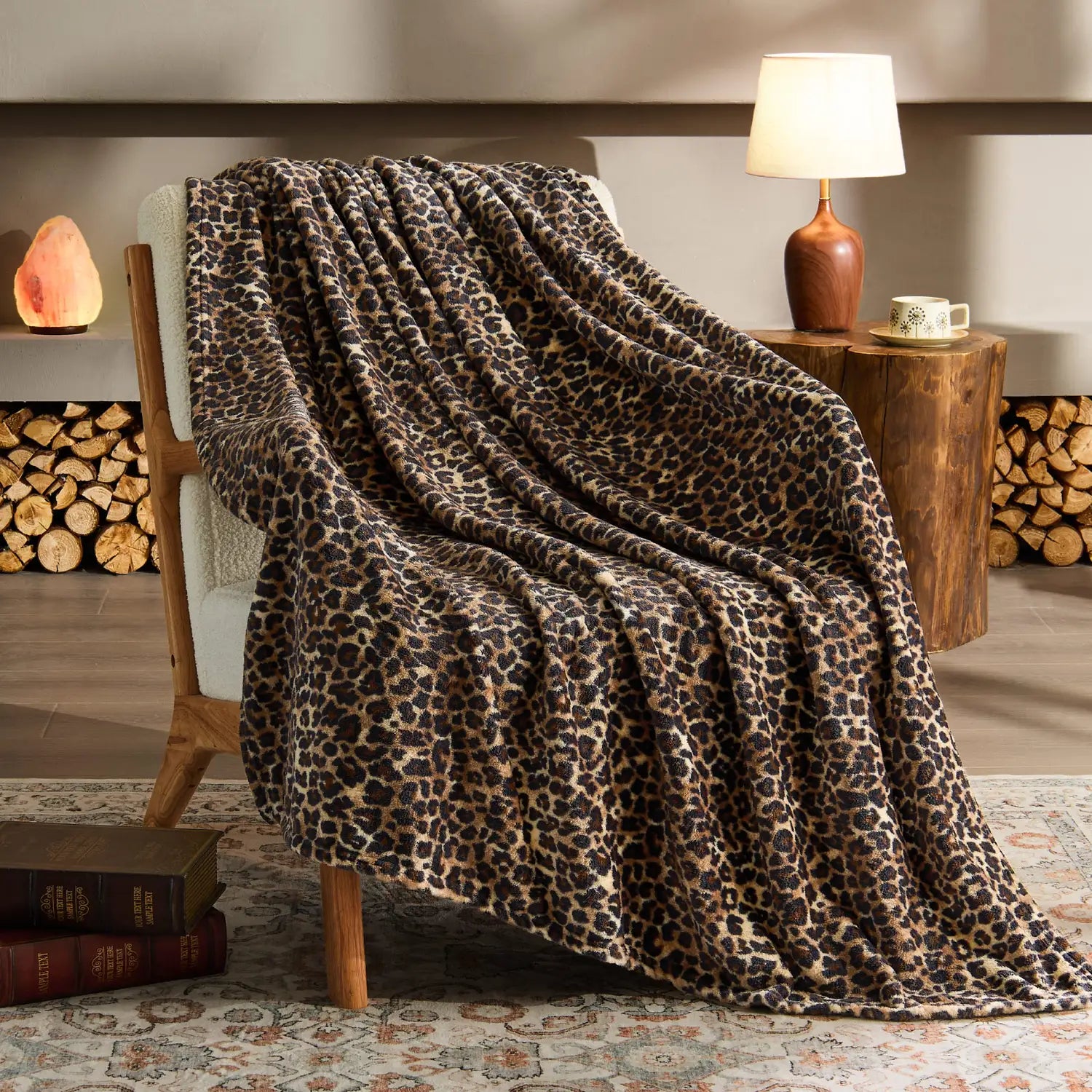 Luxury Cheetah Plush Cozy Fuzzy Blanket Dark Brown