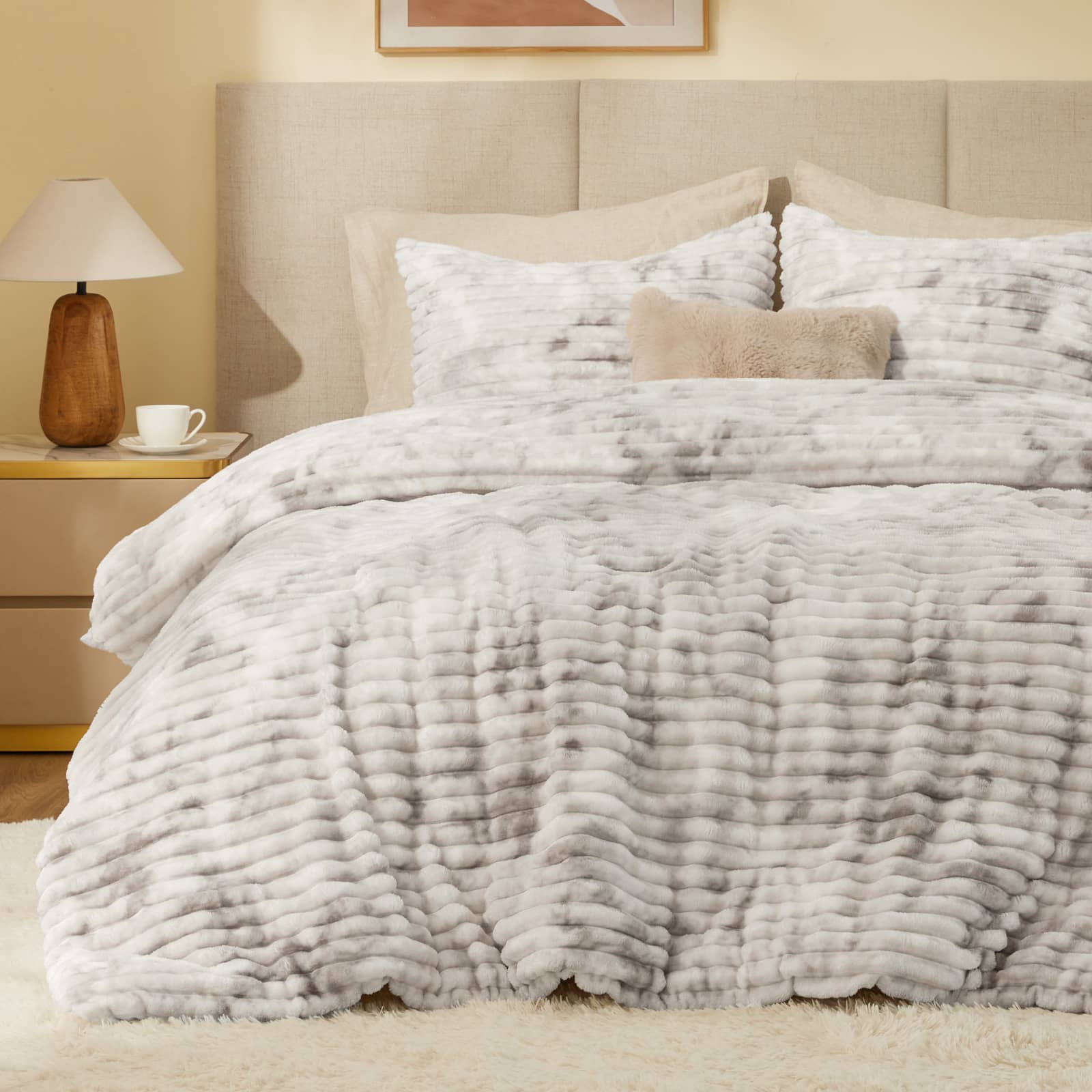 Luxury Fuzzy Heavy Winter Bedding Grey
