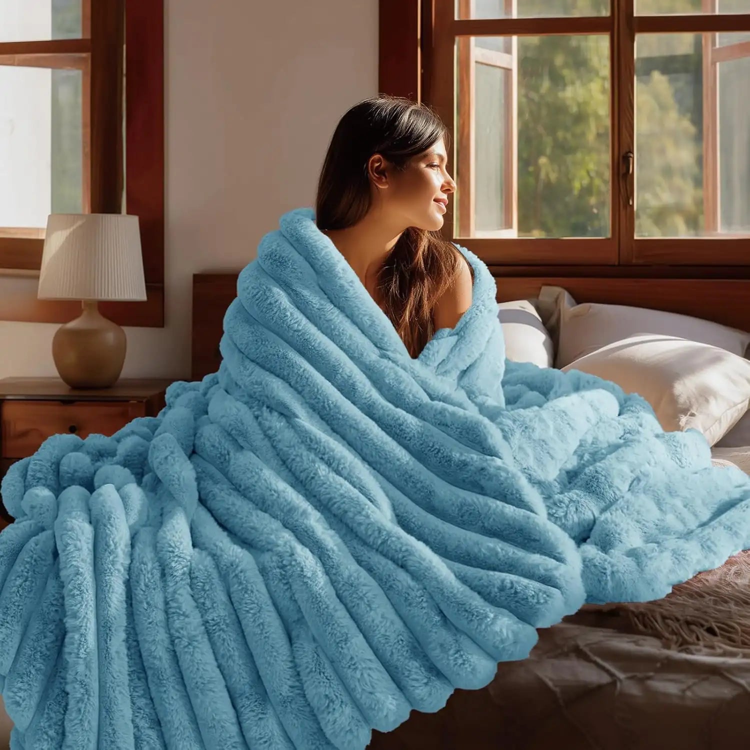 Soft and Cozy Luxurious 3D Striped Fluffy Blanket