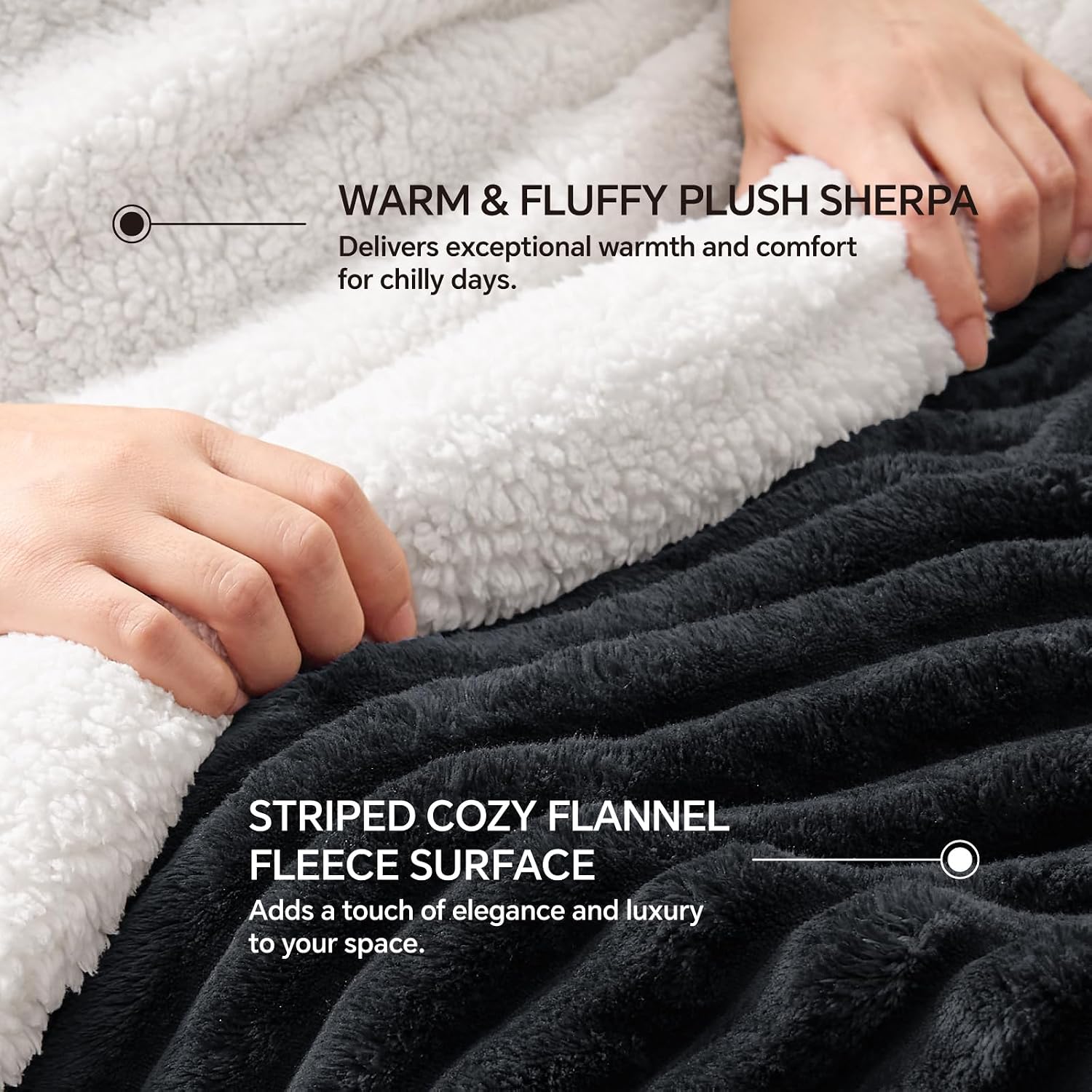 Striped Sherpa Throw Blanket for Couch