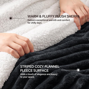 Striped Sherpa Throw Blanket for Couch
