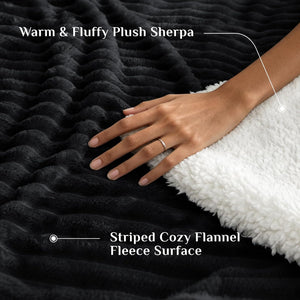 Striped Sherpa Throw Blanket for best gift
