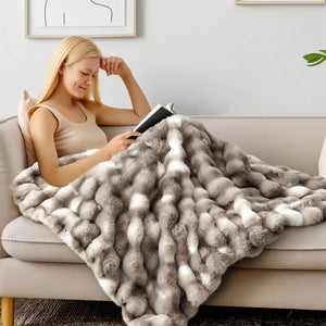 Super Soft & Cozy Fluffy Faux Rabbit Fur Blanket