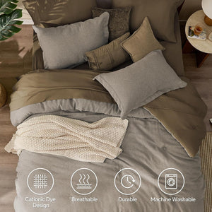 Texture Bed in A Bag 7 Pieces Breathable Comforter Sets OliveGreen