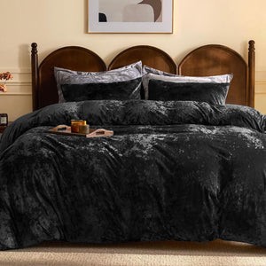 Velvet Duvet Cover Black Queen Size