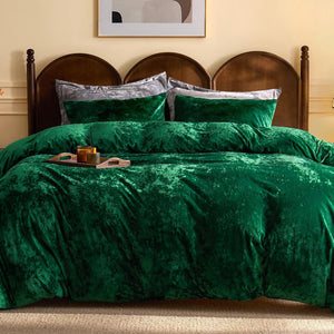 Velvet Duvet Cover Dark Green Queen Size