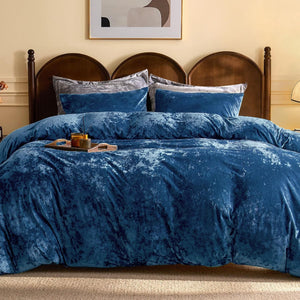 Velvet Duvet Cover Navy Blue Queen Size