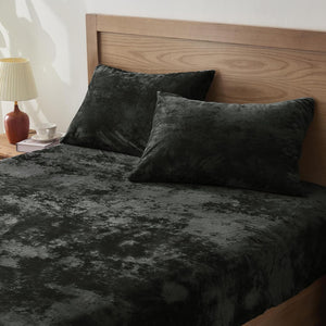 Velvet Fitted Sheet and Pillowcases Set