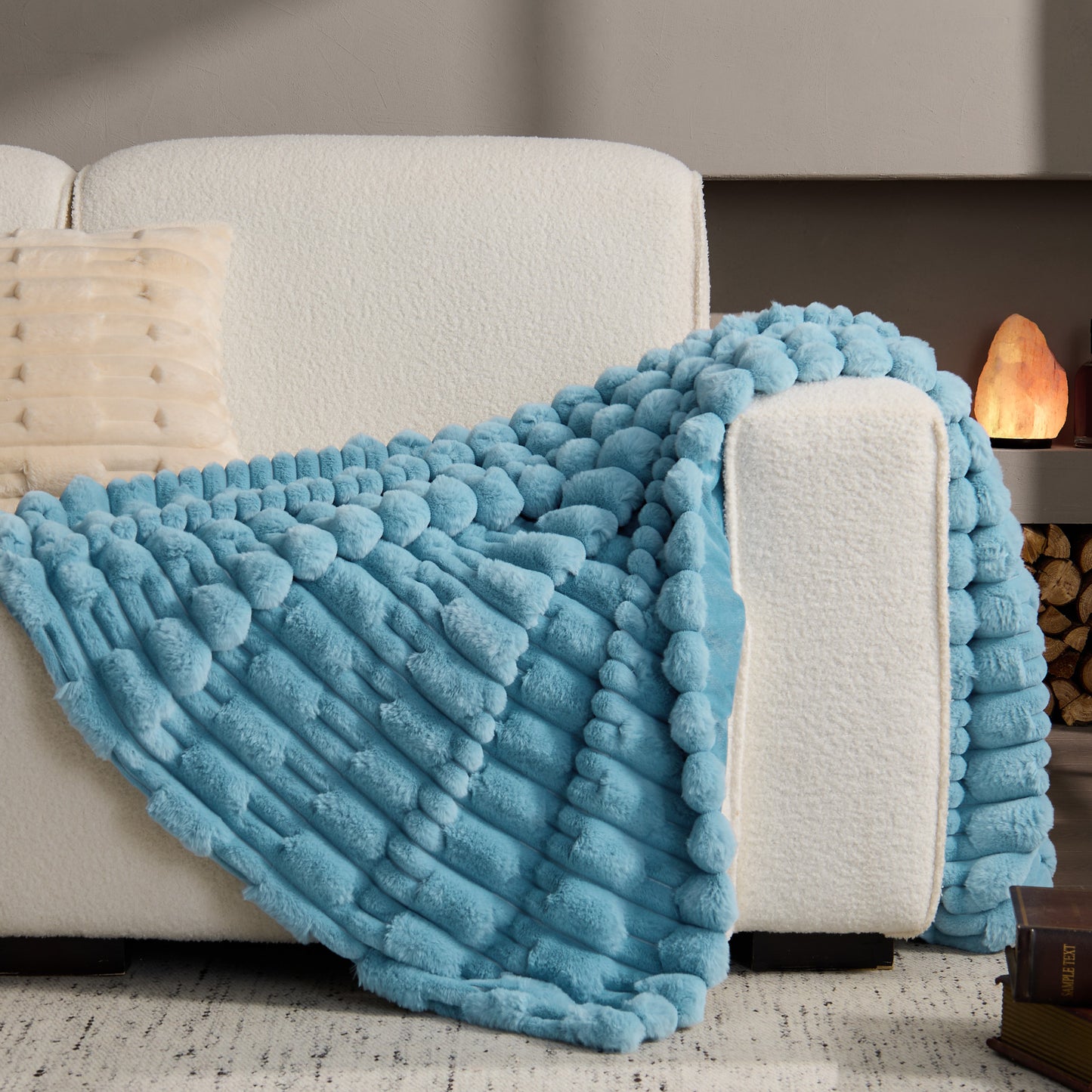 BEDELITE Faux Fur Throw Blanket for Couch - Super Soft & Warm Plush Striped Blanket for Sofa and Room Decor, Luxury Cozy Plush Fluffy Winter Blanket Gifts for Women Men Mom Dad