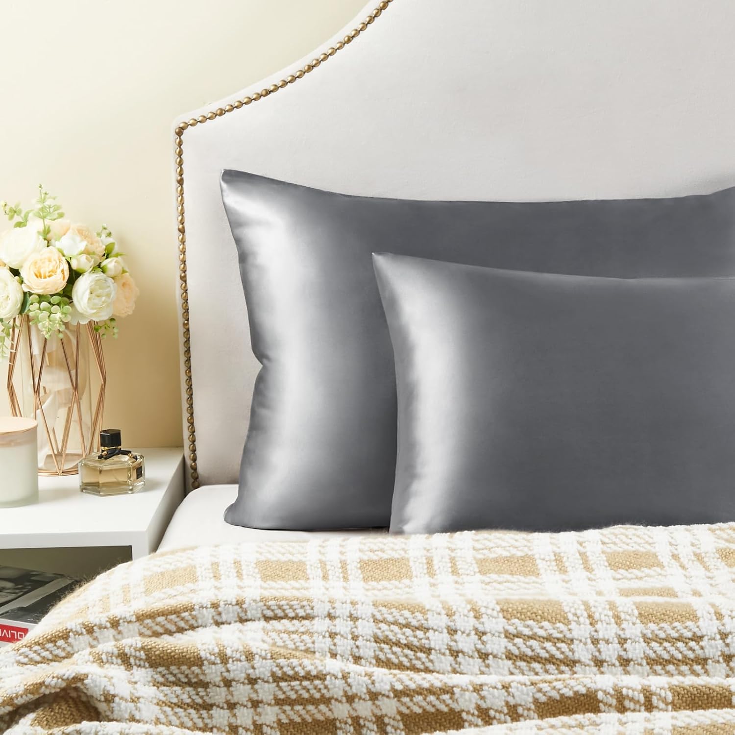 BEDELITE Cooling Satin Body Pillowcase with Zipper 2 Pack – Breathable Silky Full Long Cover for Hair & Skin, Super Soft