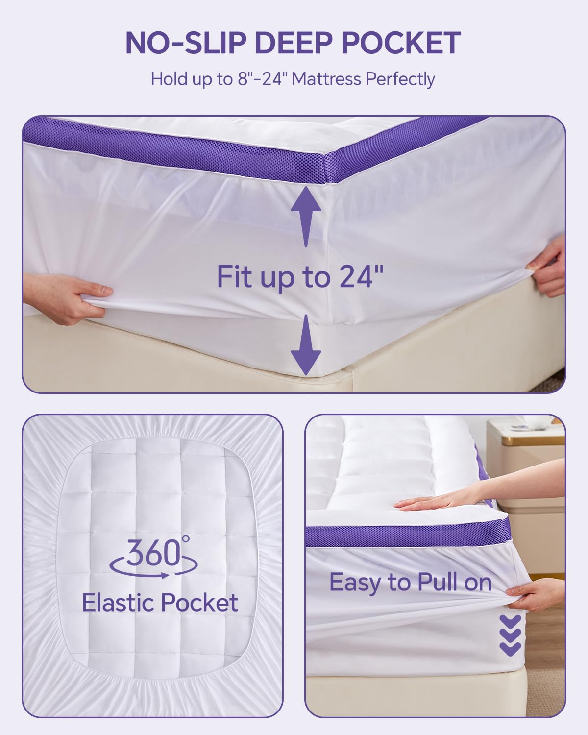 Dual Layer 4 Inch Memory Foam Mattress Topper King - 2 Inch Gel Memory Foam and 2 Inch Pillow Top Mattress Pad, Rayon Made from Bamboo Cover, 7-Zone Egg Crate Mattress Topper for Back Pain