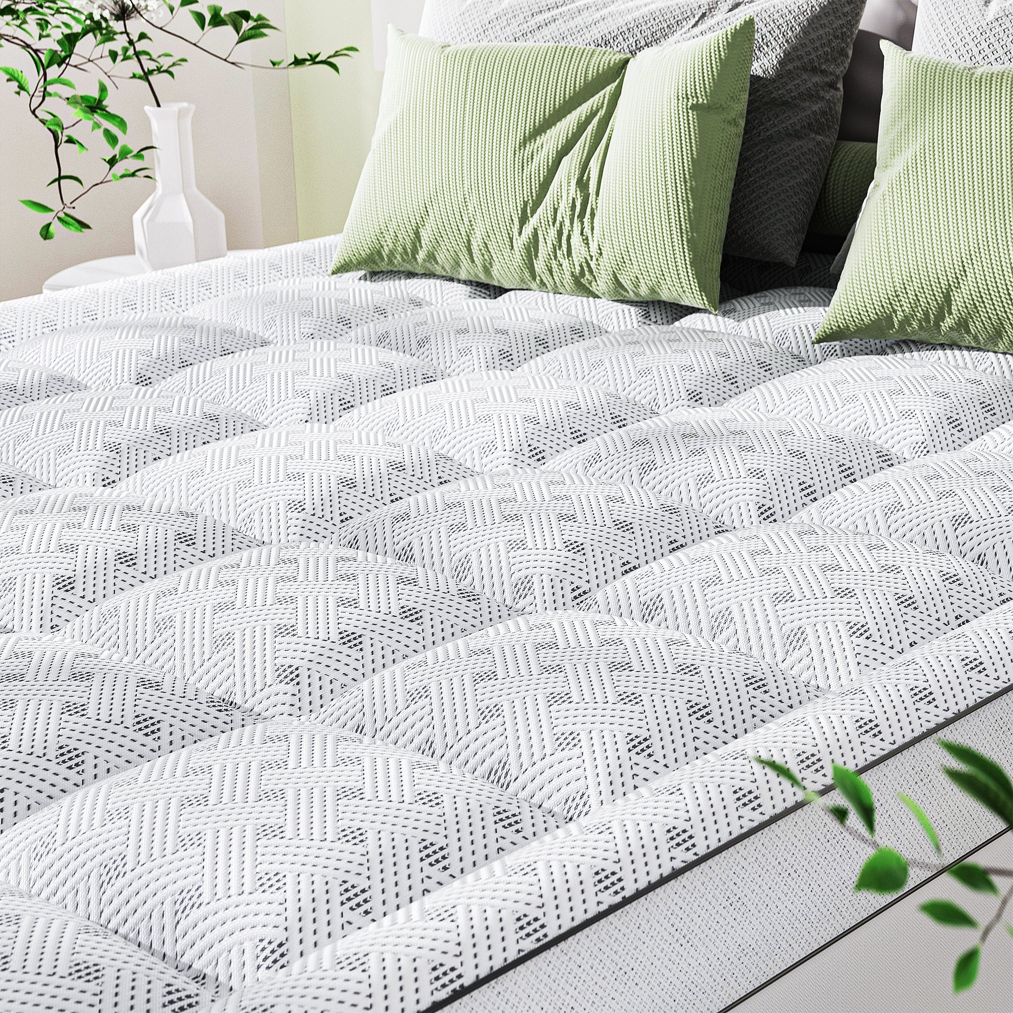 BEDELITE 3 Inch Foam Mattress Topper,Pillow Top Mattress Topper with Bamboo Rayon Cover,Breathable Mesh Side Mattress Pad,21" Deep Pocket,Soft Supportive Mattress Bed Topper