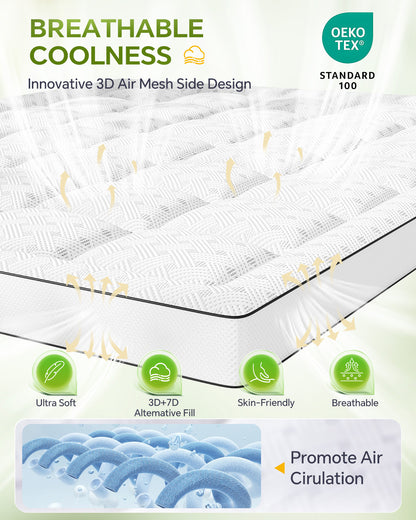 BEDELITE 3 Inch Memory Foam Mattress Topper,Pillow Top Mattress Topper with Bamboo Rayon Cover,Breathable Mesh Side Mattress Pad,21" Deep Pocket,Soft Supportive Mattress Bed Topper