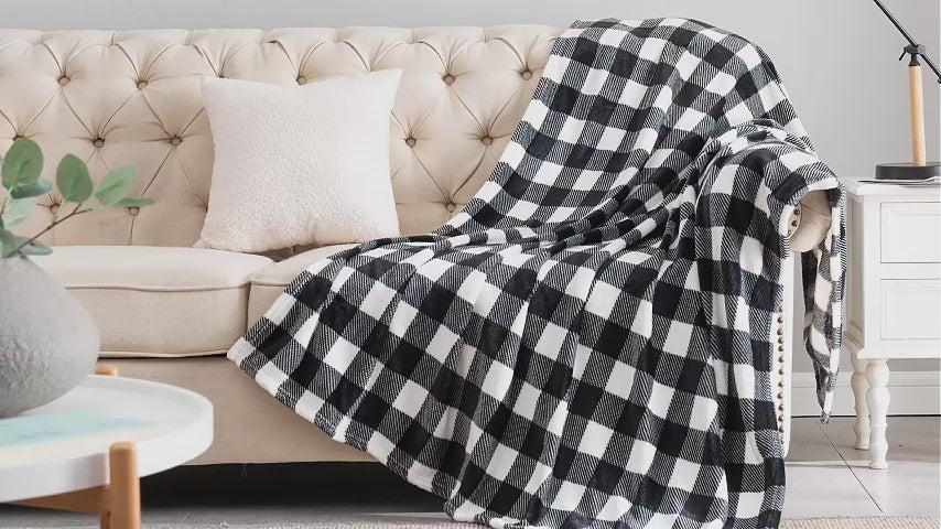 Checkered Fleece Flannel Throw Blanket