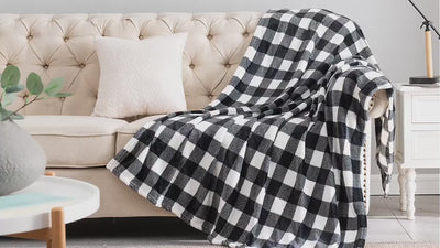 Checkered Fleece Flannel Throw Blanket