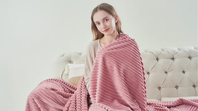 BEDELITE 3D Ribbed Jacquard Fleece Throw Blanket