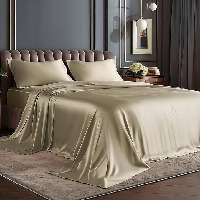 BEDELITE Satin Sheets Bed Set 3 Pieces Luxury Soft Silky Sheets - Similar to Silk Bed Sheets Set for Hair and Skin